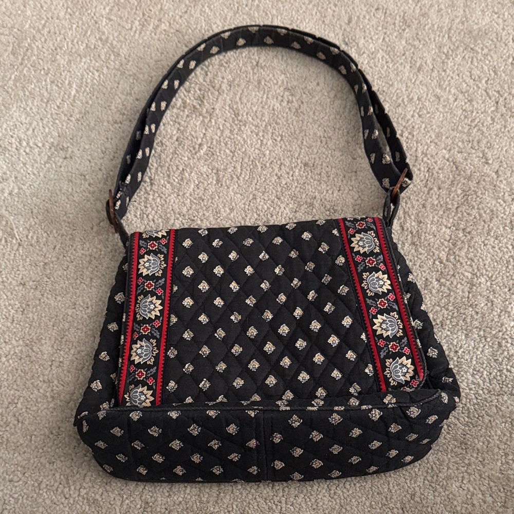 Vintage Vera Bradley Black and Red Patterned Shoulder Bag